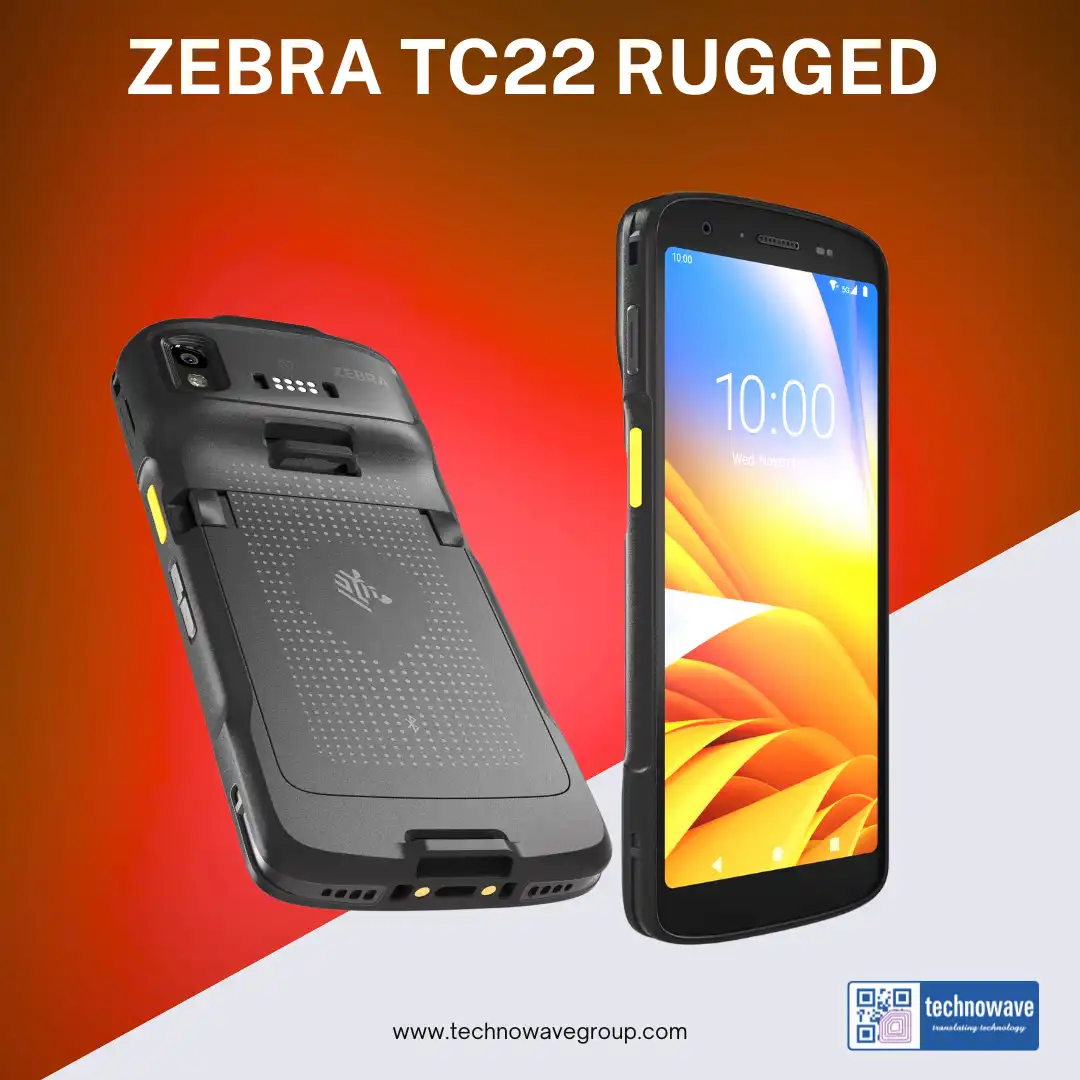 Zebra TC22 rugged Android mobile computer with 6‑inch touch display, advanced barcode scanner, slim rugged design