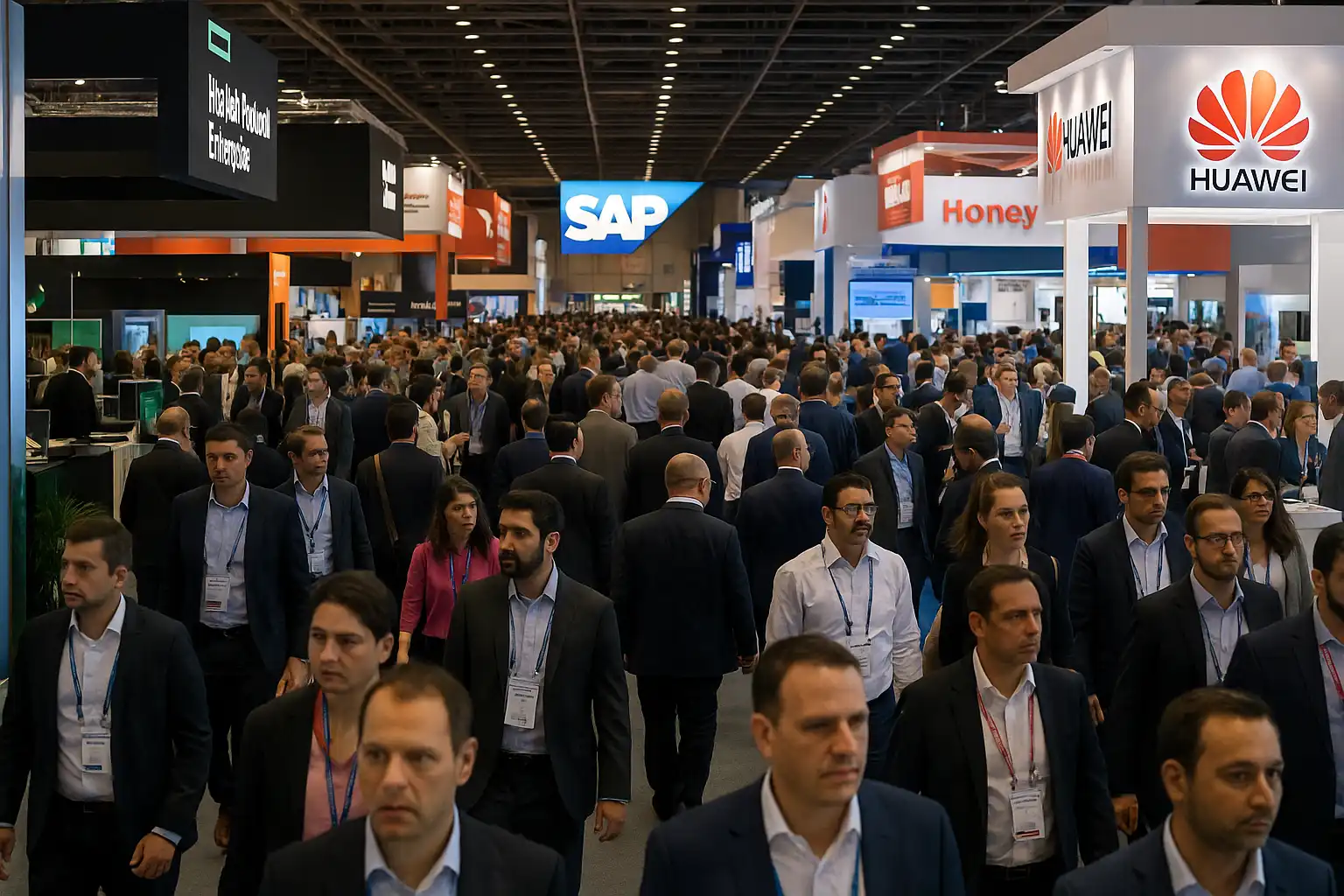 Image of an event in dubai uae where lot op people visiting and people but there is no way to count the people, how many people visited the stand