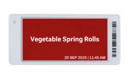 Image of Digital Buffet tag with multiple languages item name, allergen other details