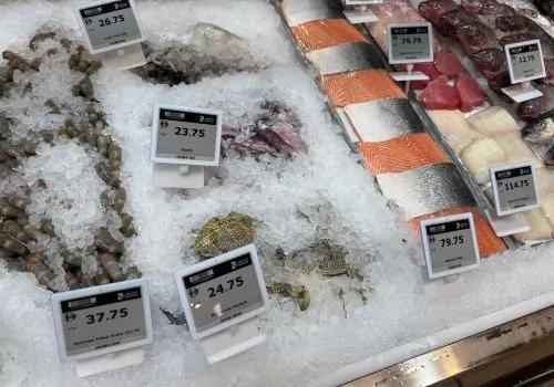 electronic sheld labels fish section