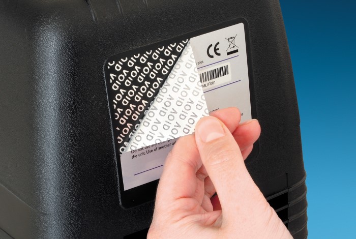 Zebra 8000T Void Matte silver tamper-evident security label