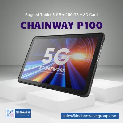 Chainway P100 AI 5G rugged industrial tablet with a 10.95-inch display for enterprise mobility.